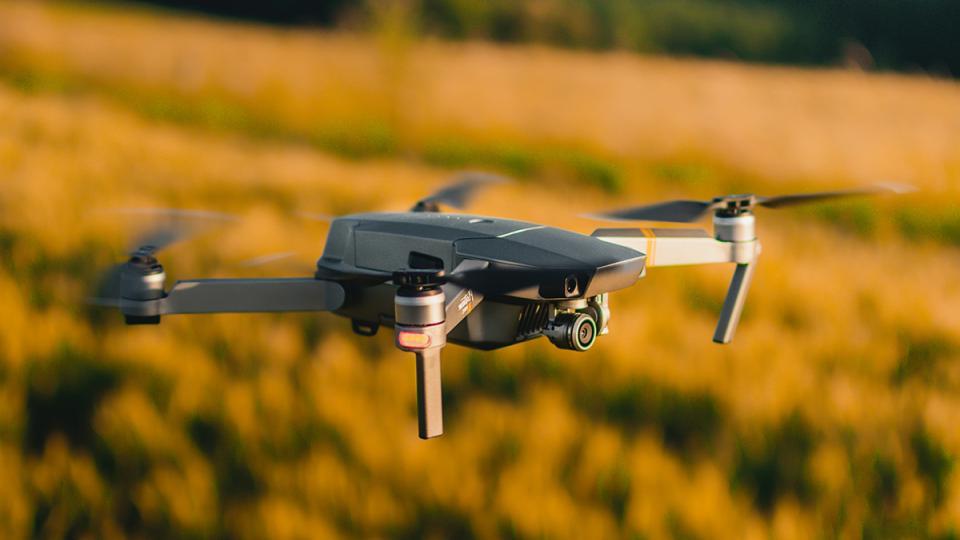 drone over farm field